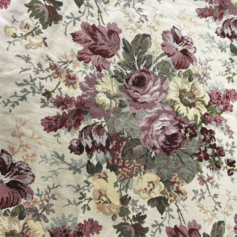 Roses Colonial Floral Jacquard Tapestry Upholstery 1 yrd  Fabric NEW  VTG